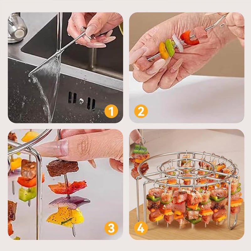 🔥 Ilmakeittimen vartasteline – ruostumattomasta teräksestä valmistettu pystysuora kebabpidike ilmakeittimille, uuneille ja kotitekoisille BBQ-välipaloille 🍢