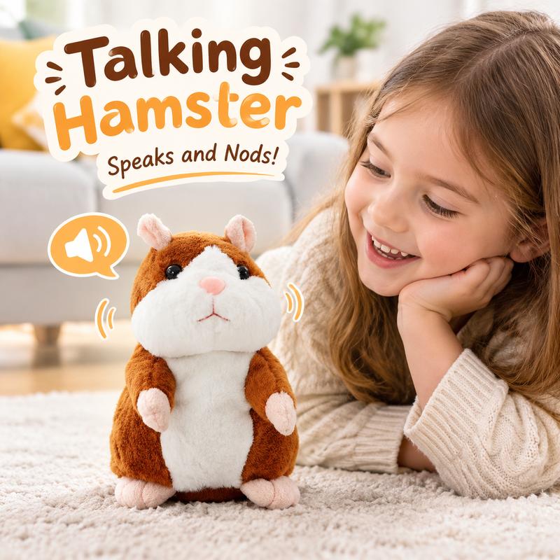 🐹 Puhuva hamsteripehmolelu – toistaa äänen & liikkuu! 3 väriä + joulueditio (15 cm) ✨🎄