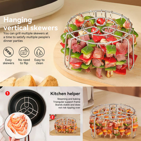 🔥 Ilmakeittimen vartasteline – ruostumattomasta teräksestä valmistettu pystysuora kebabpidike ilmakeittimille, uuneille ja kotitekoisille BBQ-välipaloille 🍢