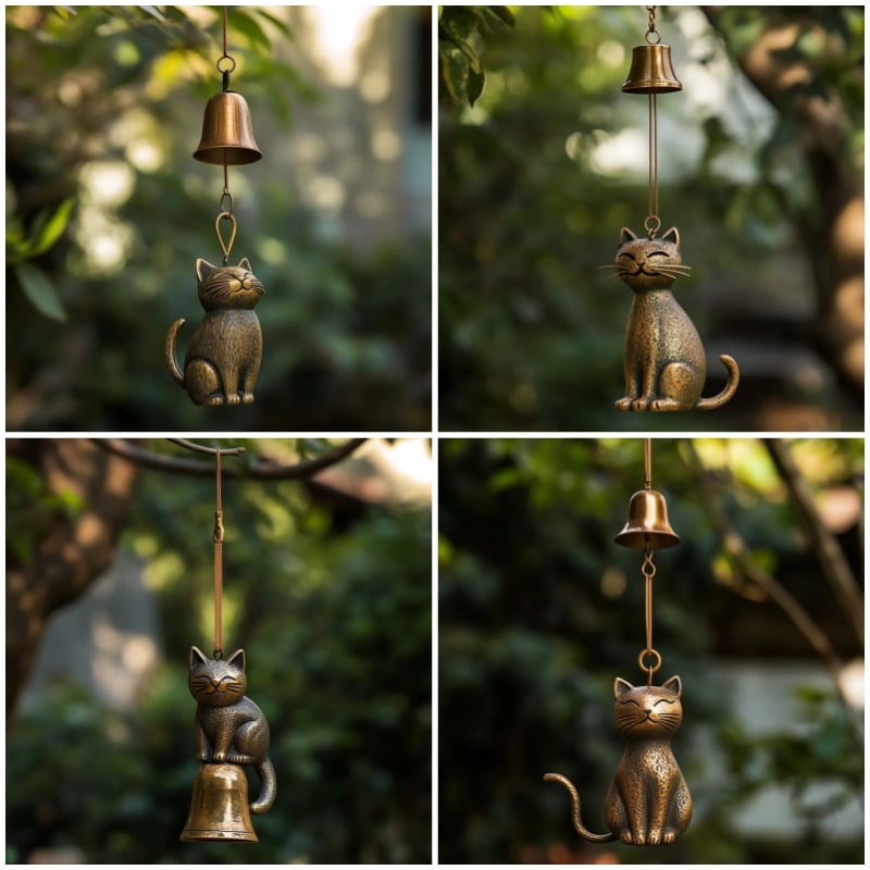 ⏳Ajankohtainen tarjous: 60 % alennus🐱Käsintehty retro-kissatuulikello