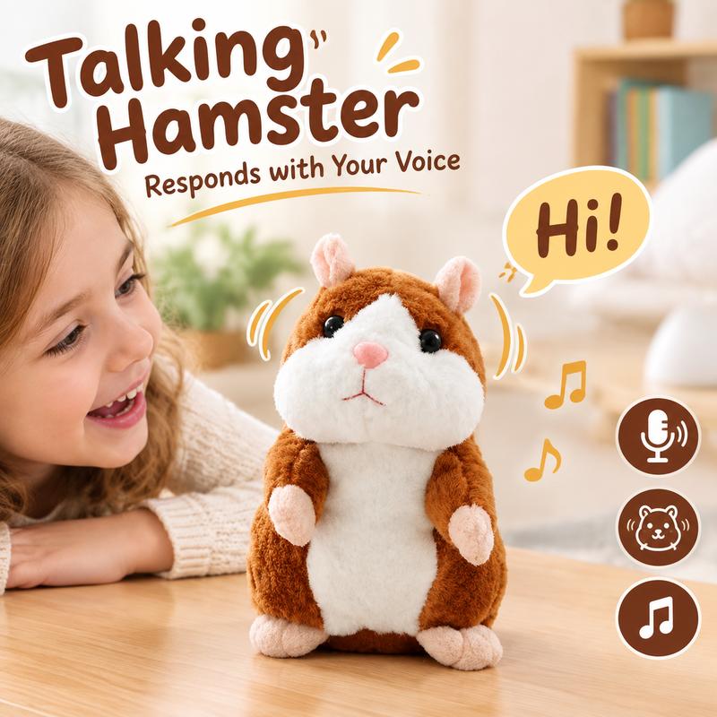 🐹 Puhuva hamsteripehmolelu – toistaa äänen & liikkuu! 3 väriä + joulueditio (15 cm) ✨🎄