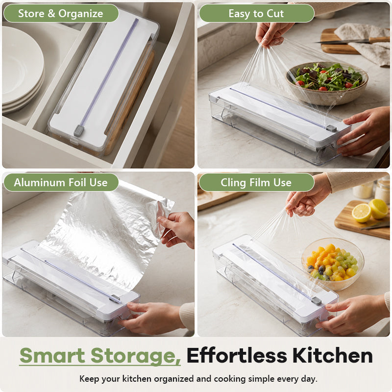 ✨ Cortadora Premium y Organizador de Cocina – Para Film Plástico y Papel de Aluminio
