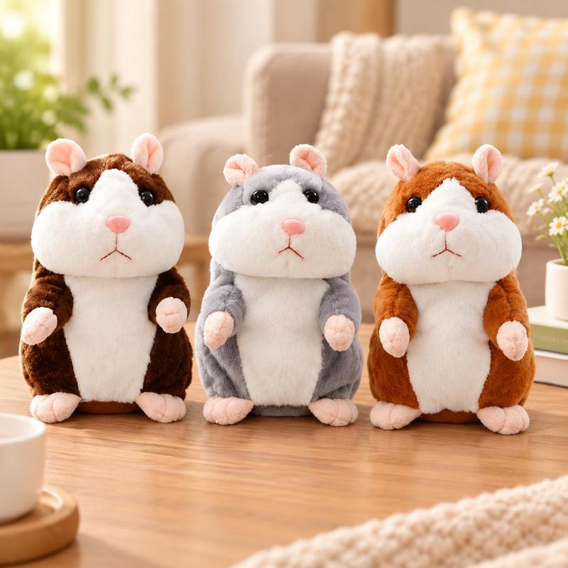 🐹 Puhuva hamsteripehmolelu – toistaa äänen & liikkuu! 3 väriä + joulueditio (15 cm) ✨🎄