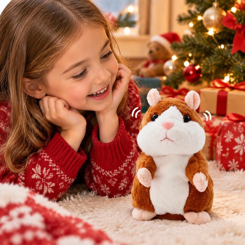 🐹 Puhuva hamsteripehmolelu – toistaa äänen & liikkuu! 3 väriä + joulueditio (15 cm) ✨🎄