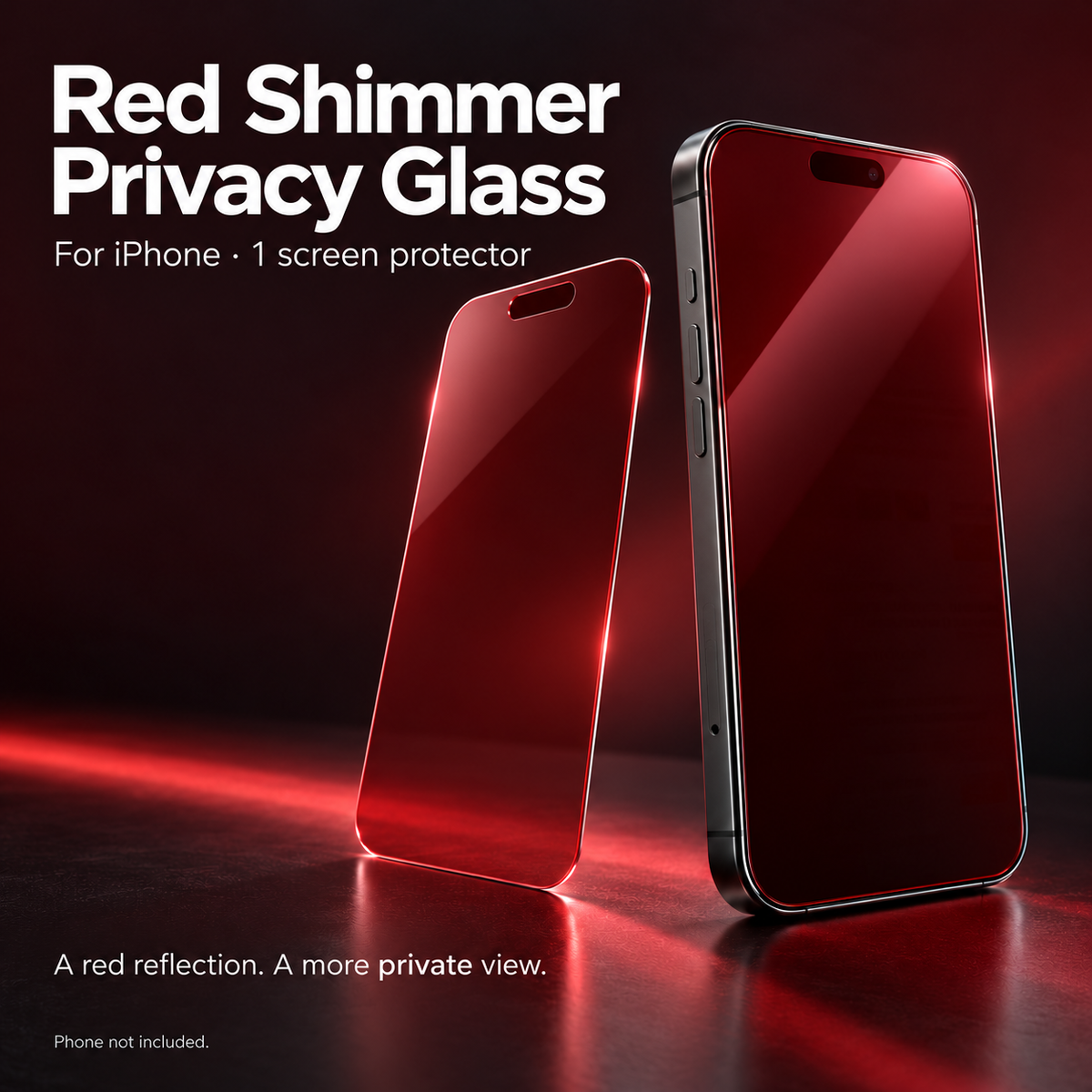 3 kappaletta 🛡️ Punainen Shimmer -yksityisyyslasi (karkaistu lasi) iPhone-puhelimelle ✨