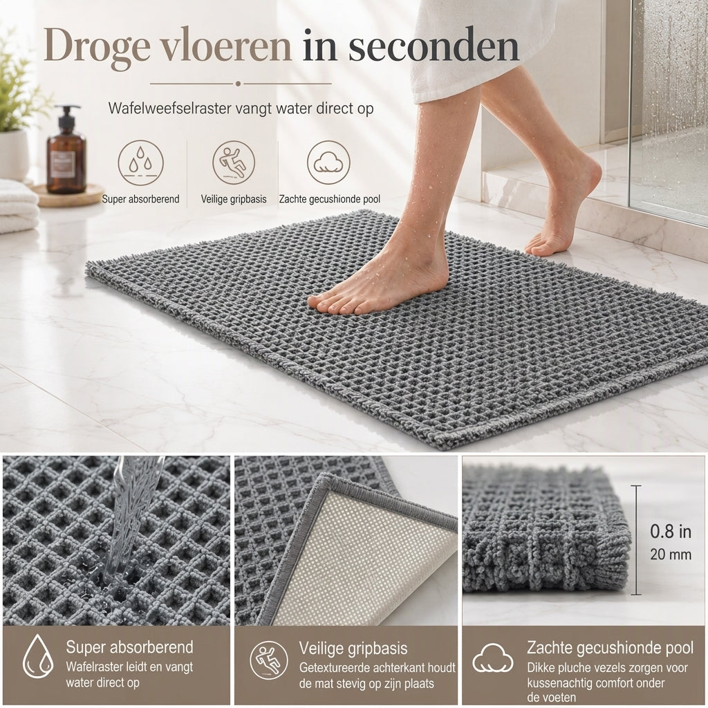 Ylellinen vohvelikylpymatto – Kuivaksi sekunneissa & Paras liukastumaton pito! 🚿