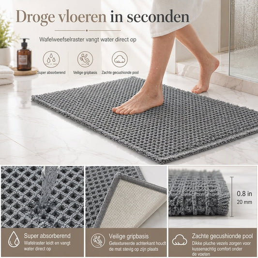 Ylellinen vohvelikylpymatto – Kuivaksi sekunneissa & Paras liukastumaton pito! 🚿