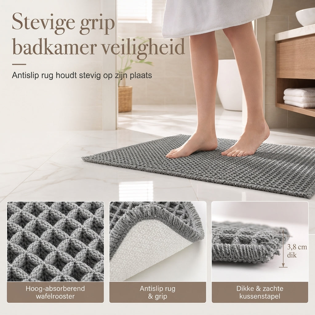 Ylellinen vohvelikylpymatto – Kuivaksi sekunneissa & Paras liukastumaton pito! 🚿