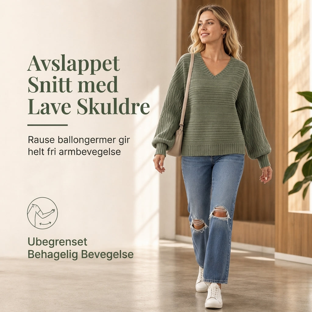 ✨ Rentomainen pitkähihainen V-kauluspusero naisille